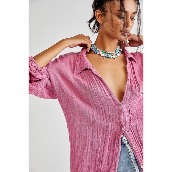 New Jen's Pirate Booty x Free People Bonny Button Up Top $150 LARGE Dried Roses - Picture 2 of 6